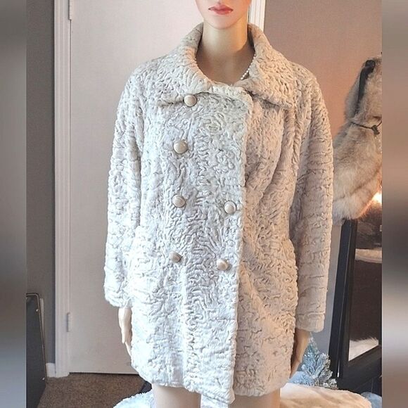 Women's Small? Short Curly Sheep/Lamb, Soft Sheepskin Fur Trench Coat, Unbranded - Picture 16 of 16